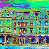 Arras, façades place des Héros, psyché vert-Imagesdartistes