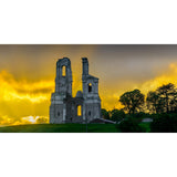 The ruins of the Mont-Saint-Eloi abbey at sunset