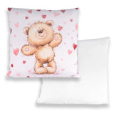 Coussin satiné Ourson et coeurs-Imagesdartistes