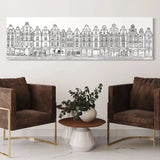 Panoramic view of the houses in the squares of Arras, line version