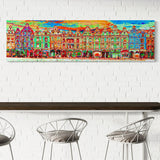 Panoramic view of the houses in the squares of Arras, pink psyche version 3