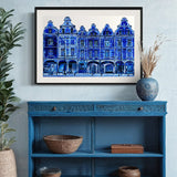 Façades des maisons des places d'Arras, version bleu d'Arras