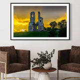 The ruins of the Mont-Saint-Eloi abbey at sunset