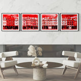 Quadriptych: the houses of the squares of Arras in liquid red version
