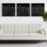 Arras, in white on black, triptych