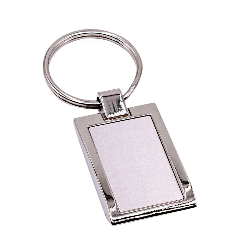 Porte-clés métal double rectangulaire (fond argent)-Imagesdartistes