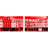 The facades of Place des Heroes, liquid red (two panels)