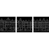 Arras, in white on black, triptych