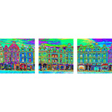 Triptych Arras, houses of squares, green psyche