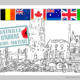 Bataille d'Arras: le beffroi en ruine et les drapeaux des combattants-Imagesdartistes