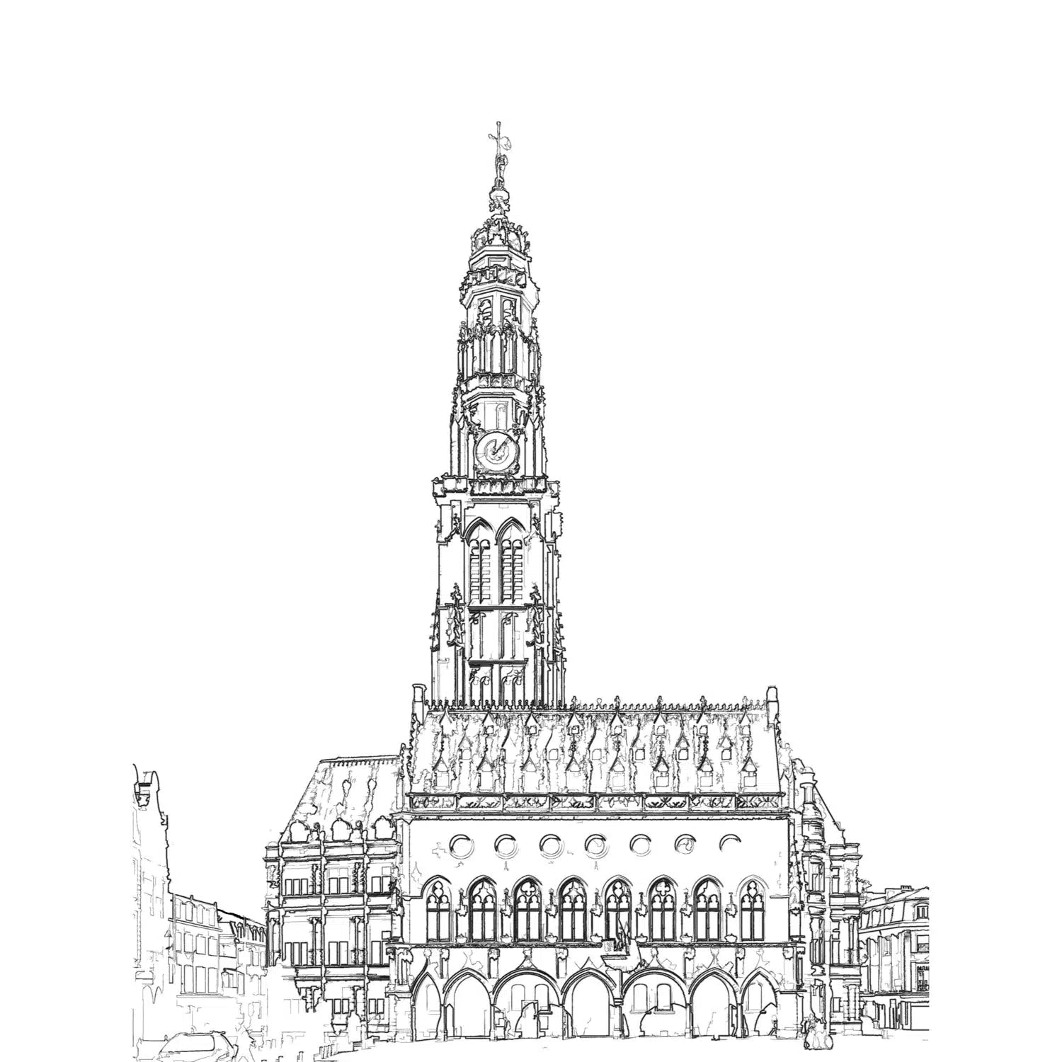 Beffroi d'Arras au trait-Imagesdartistes