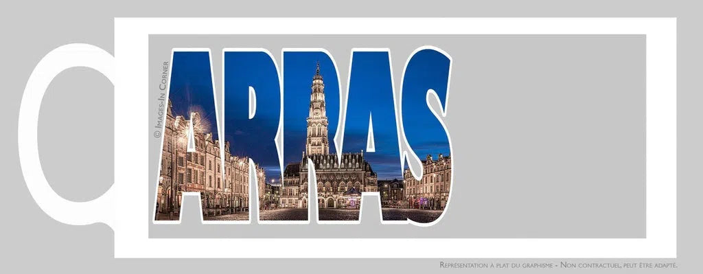 Insert façades: le beffroi d'Arras et son manège sur fond gris-Imagesdartistes