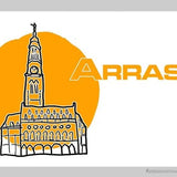 Le beffroi d'Arras stylisé, version orange-Imagesdartistes