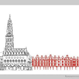 Le beffroi d'Arras trait et les façades rouges-Imagesdartistes