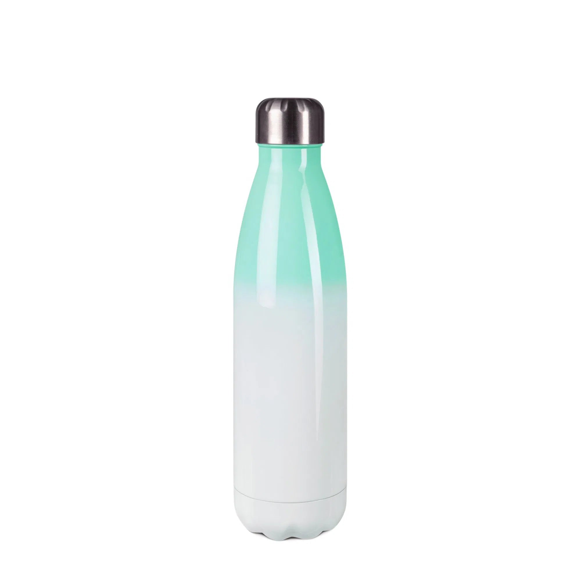 Bouteille isotherme en inox 500ml (blanc/aqua bouchon argent)-Imagesdartistes