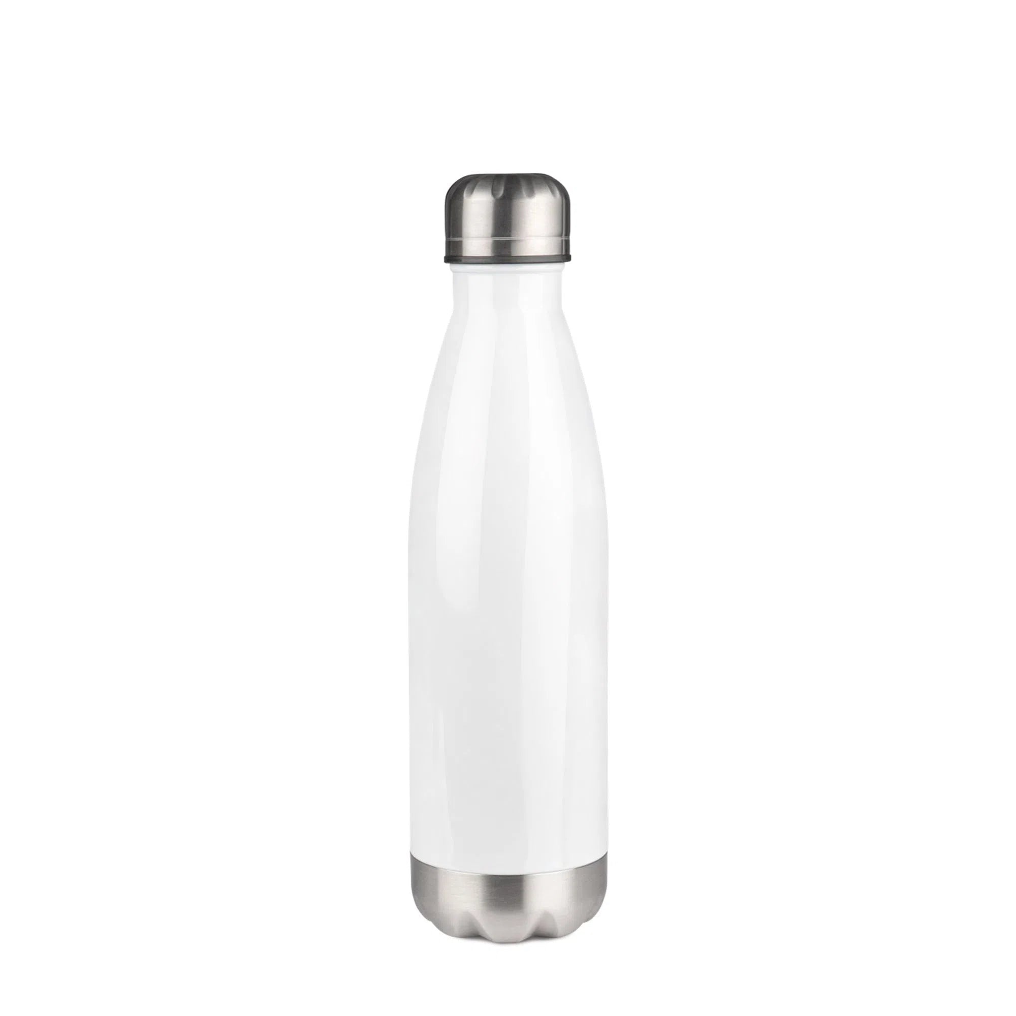 Bouteille isotherme en inox 500ml (blanc/bouchon et fond argent)-Imagesdartistes