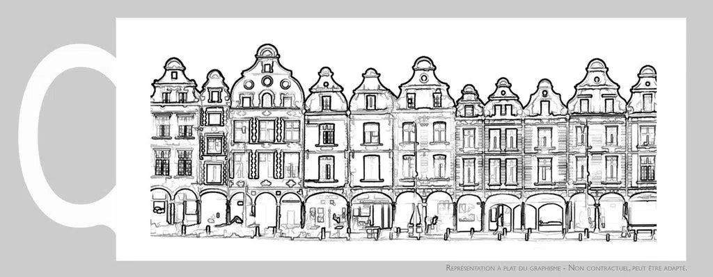 Arras, les façades des places, trait gris foncé-Imagesdartistes