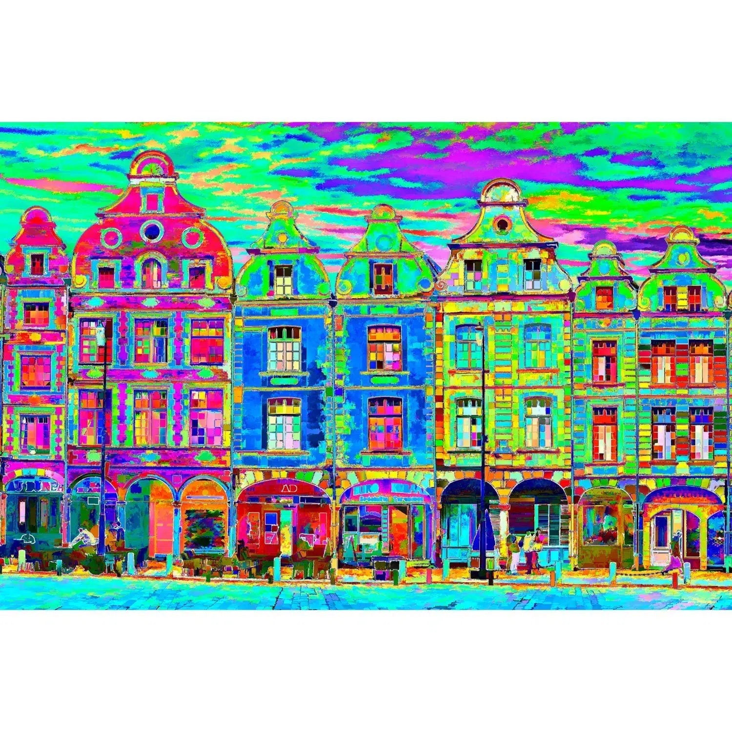 Façades des places d'Arras, version psyché vert (G)-Imagesdartistes
