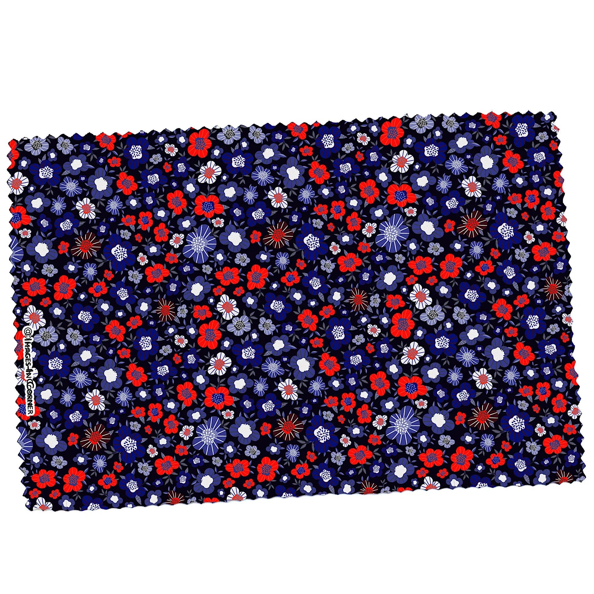 Fleurs rouges et blanches sur fond bleu-Imagesdartistes