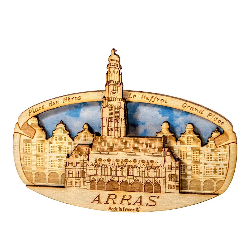 Magnet bois: le beffroi d'Arras et les façades des places-Imagesdartistes