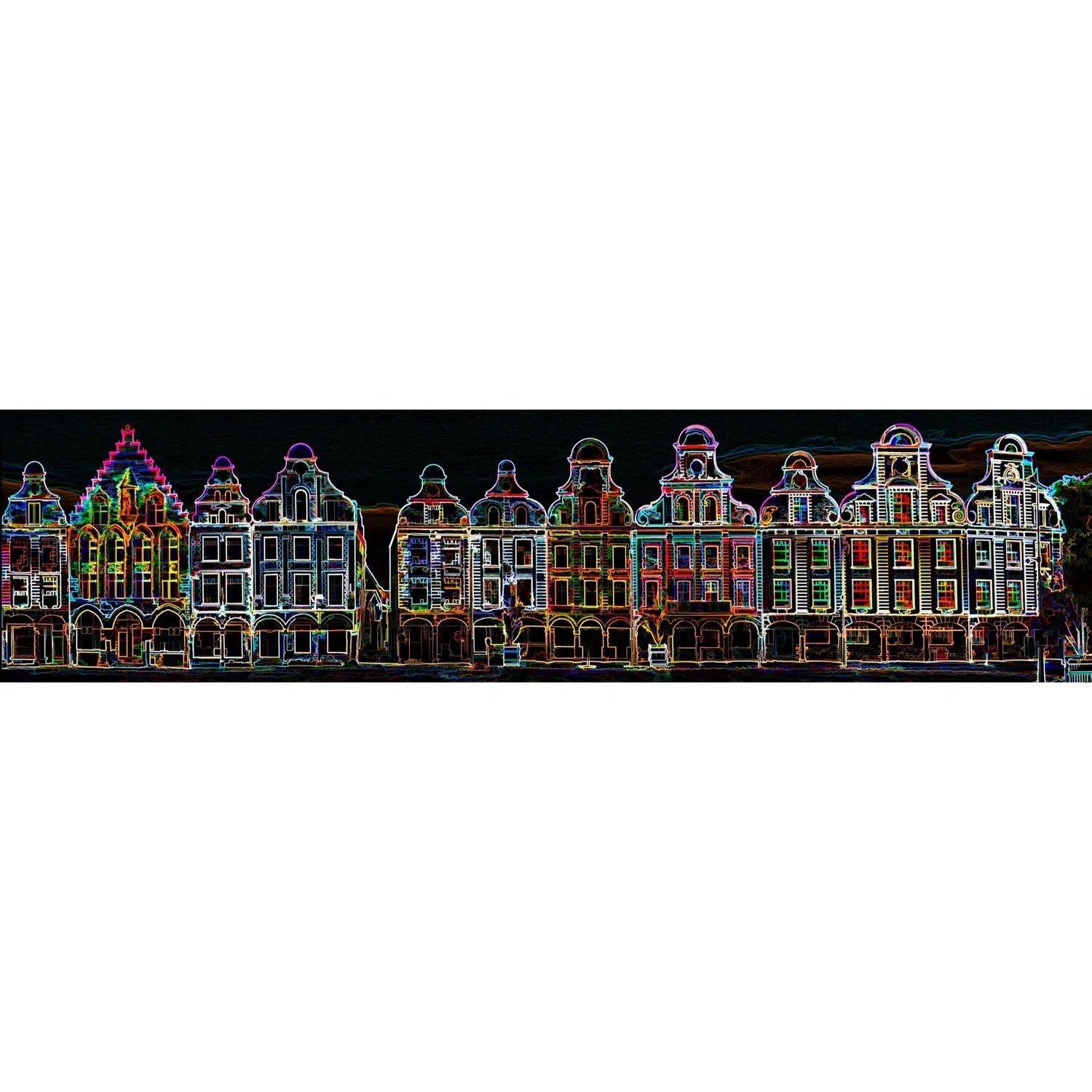 Panoramique des façades d'Arras, version colorlight-Imagesdartistes