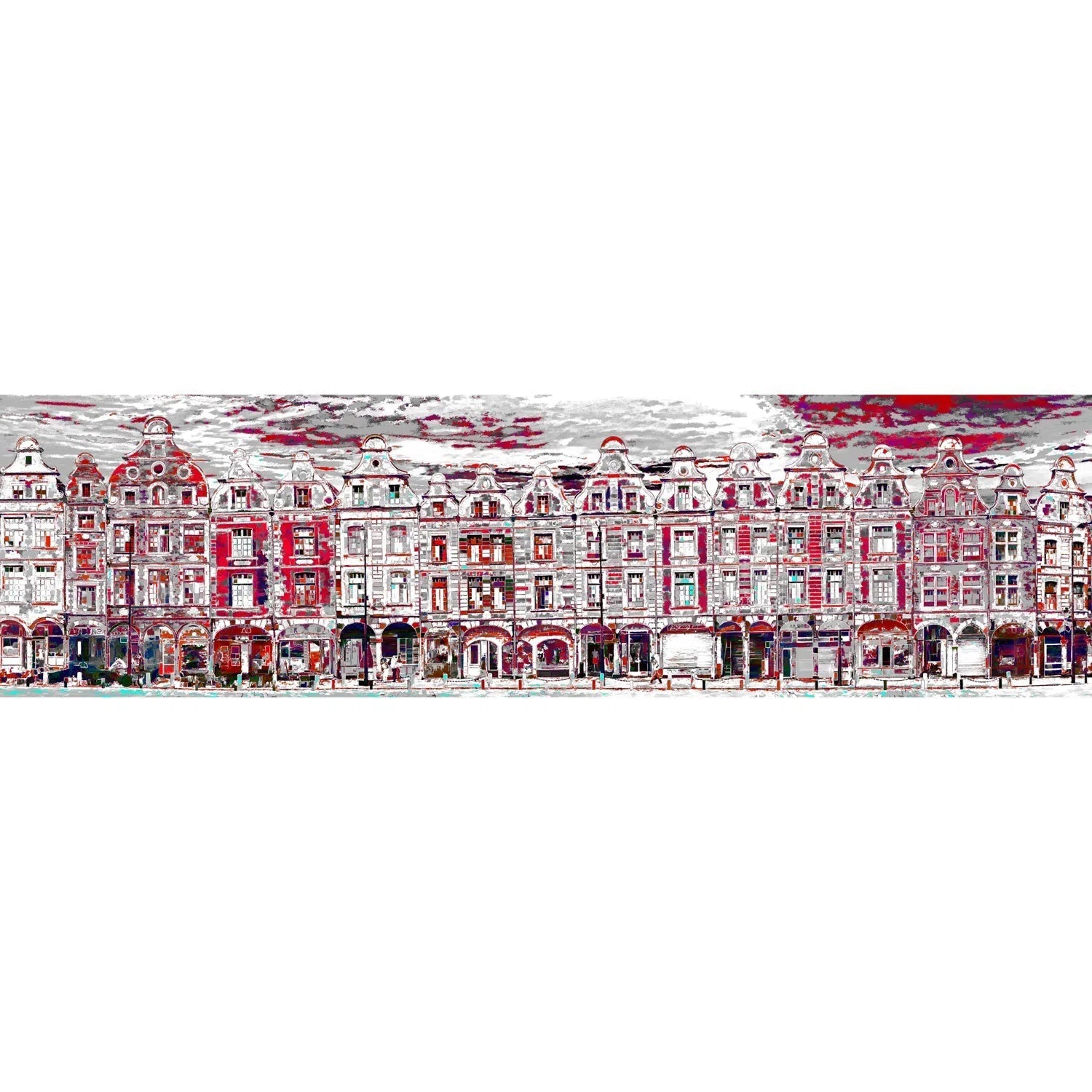 Panoramique des places d'Arras, version black et red-Imagesdartistes