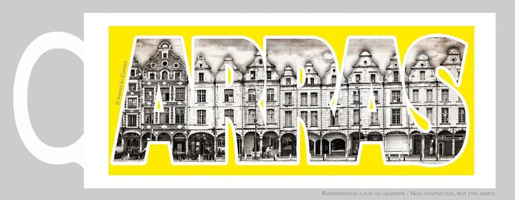 Insert façades: Place des héros NBL sur fond jaune-Imagesdartistes