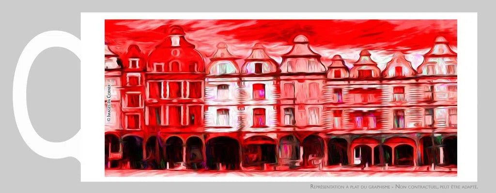 Arras, façades grand-place, version rouge-Imagesdartistes