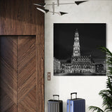 The Belfry of Arras and its merry-go-round, in black and white version