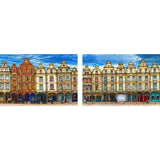 The facades of the Place des Heroes, cartoon version (two panels)