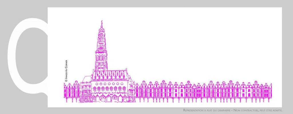 Beffroi et Places d'Arras en fuchsia-Imagesdartistes