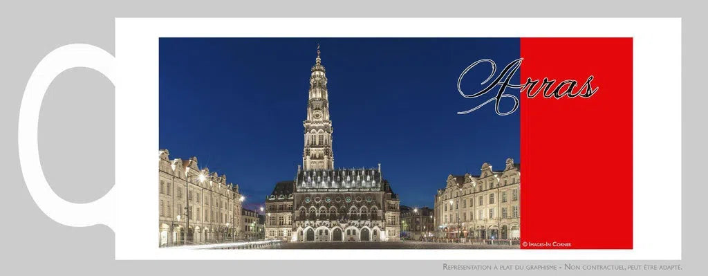 le beffroi d'Arras le soir, en bleu blanc et rouge-Imagesdartistes