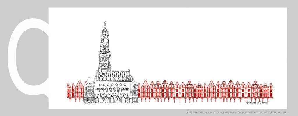 Le beffroi d'Arras trait et les façades rouges-Imagesdartistes