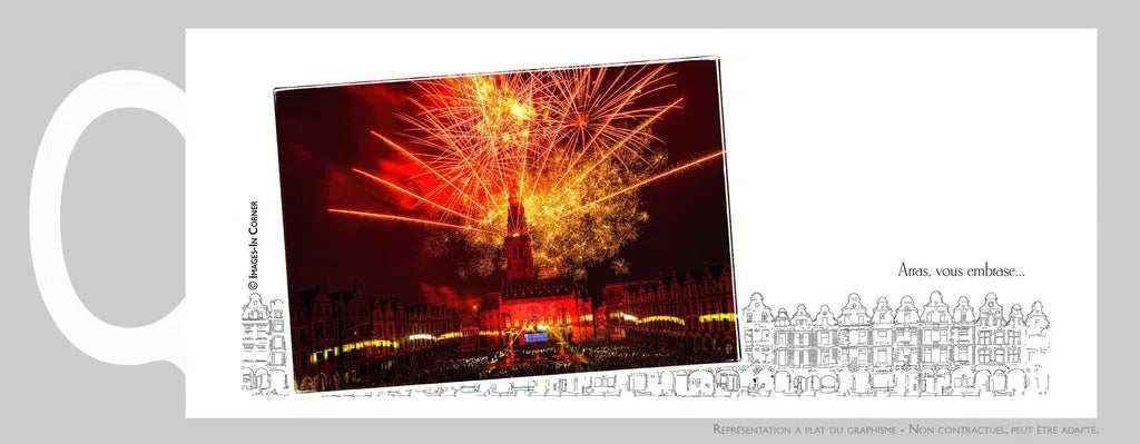 Arras, feux d'artifice rouge sur le beffroi-Imagesdartistes