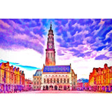 Le Beffroi d'Arras, version rose/mauve-Imagesdartistes