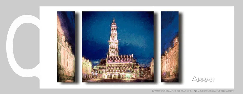 Triptyque du beffroi et places d'Arras, version impressionniste-Imagesdartistes